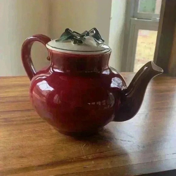 Vintage Red Wing Pottery Maroon Normandy Tea Pot - Picture 3 of 16